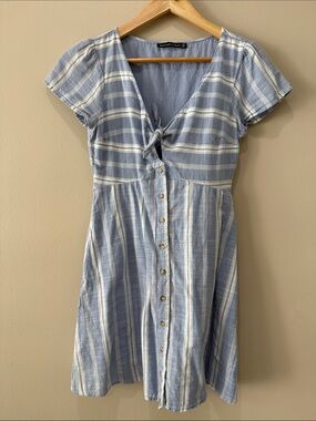 Abercrombie & Fitch Blue & White Striped Tie-Front Costal Summer Sun Dress | XS